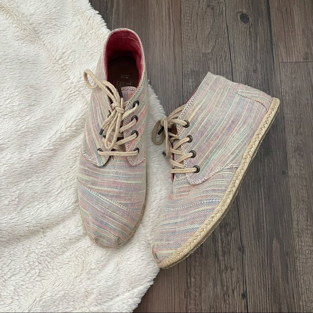 TOMS Multicolor Hightop Canvas Espadrilles Size 10
